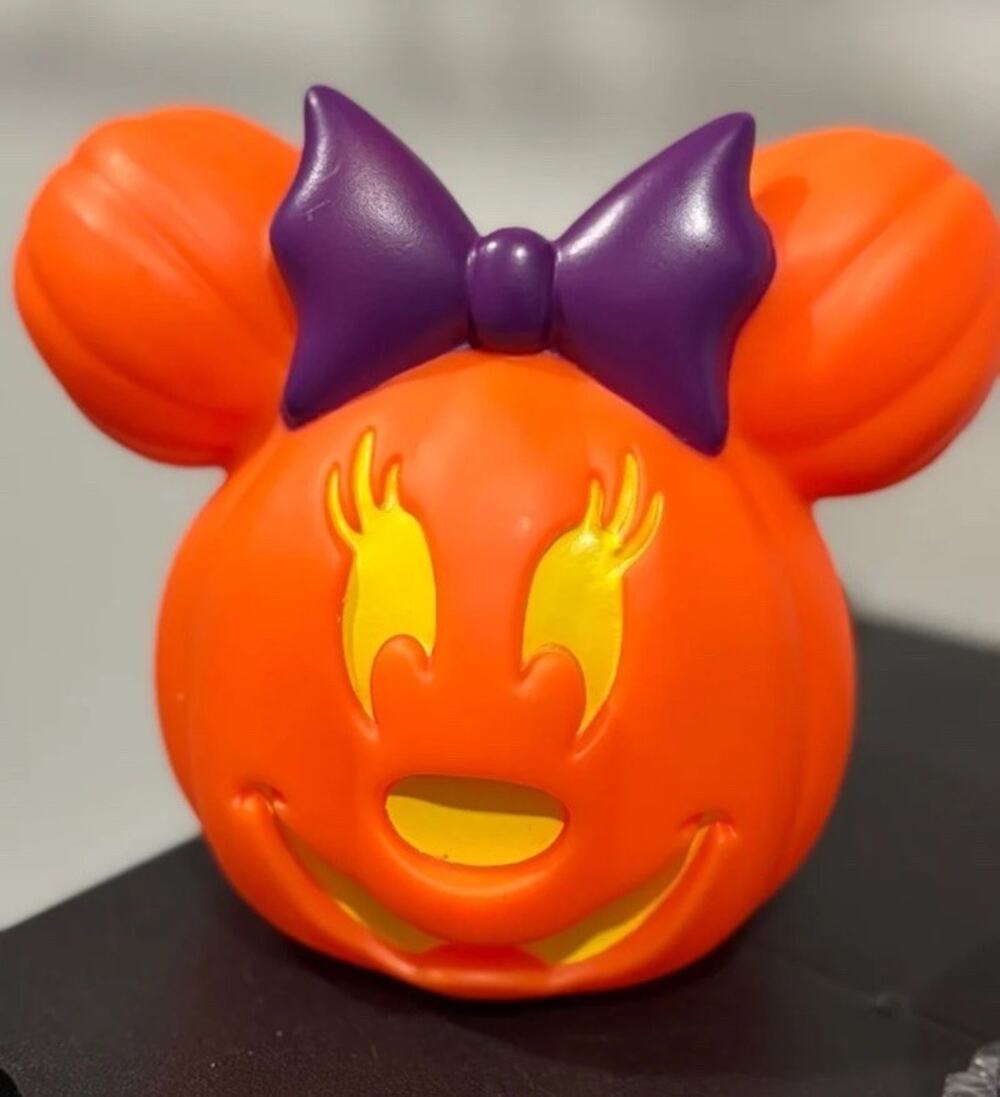 Disney Minnie Mouse Halloween Light-Up Pumpkin Figurine Orange Yellow 6 in